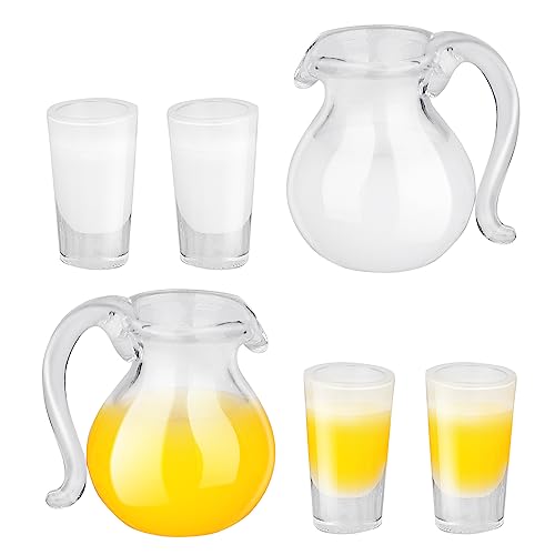 Cobee Mini Ornament, 6 Stück Harz Milch & Saft Küche Dekor - Miniaturzubehör für Puppenhaus Maßstab 1:12, Uni, Weiß und Orange Cobee Mini Ornament, 6 Stück Harz Milch & Saft Küche Dekor - Miniaturzubehör für Puppenhaus Maßstab 1:12, Uni, Weiß und Orange von Cobee
