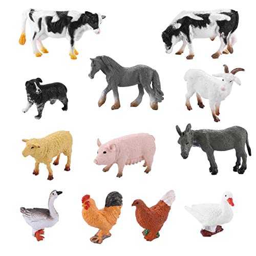 cobee Bauernhoftier Figuren, 12 Stück, realistische Bauernhoftiere Spielzeug Simulation Bauernhoftiere Spielset Miniatur Partygeschenke Badespielzeug(3-6 cm) von cobee