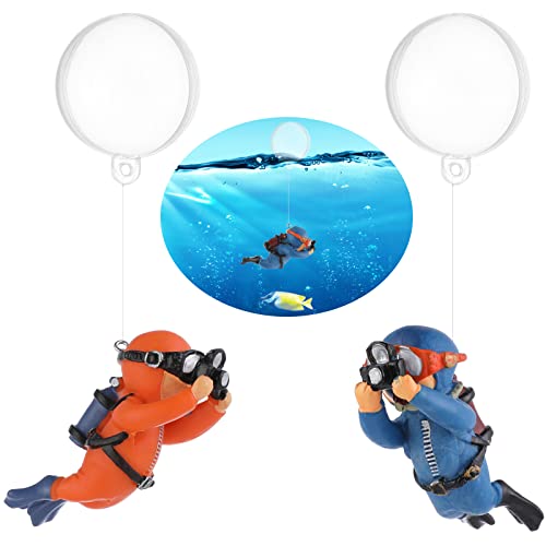 cobee Diver Aquarium Dekorationen, 2 STÜCKE Schwimmendes Aquarium Dekor Aquarium Taucher mit Schwimmvorrichtung Taucherfiguren Cartoon Aquarium Ornament Fisch Playmate Aquarium Zubehör von Cobee