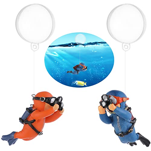 cobee Diver Aquarium Dekorationen, 2 STÜCKE Schwimmendes Aquarium Dekor Aquarium Taucher mit Schwimmvorrichtung Taucherfiguren Cartoon Aquarium Ornament Fisch Playmate Aquarium Zubehör von cobee