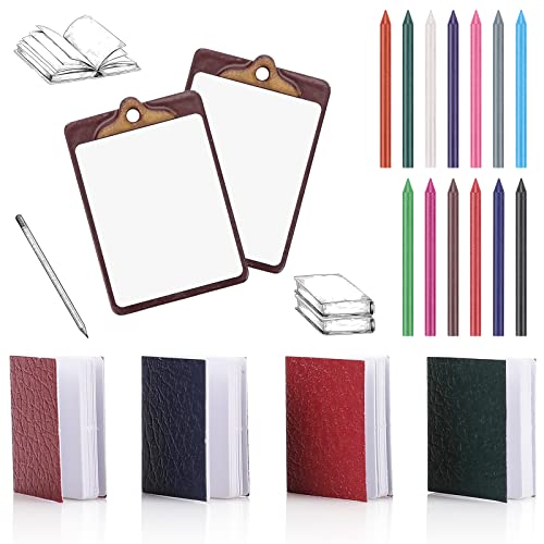 cobee Dollhouse Mini Book Clipboard Buntstift Set,19 STÜCKE Puppe Schulbedarf Sets Miniatur Buch Zwischenablage Wachsmalstift 1:12 Puppenhaus DIY Dekor Puppe Schule Spielset Zubehör von Cobee