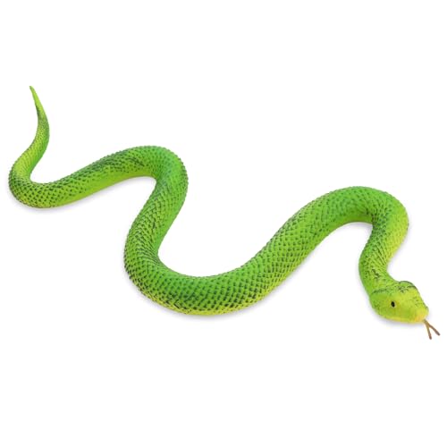 cobee Elastische Schlange aus Gummi realistische Tierfigur große Regenwaldschlangen Spielzeug Schlangenfigur um Vögel fernzuhalten gefälschte Schlangen Gartenrequisiten für Halloween Dekoration(Grün) von cobee