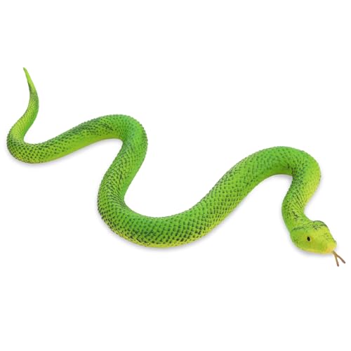 cobee Elastische Schlange aus Gummi realistische Tierfigur große Regenwaldschlangen Spielzeug Schlangenfigur um Vögel fernzuhalten gefälschte Schlangen Gartenrequisiten für Halloween Dekoration(Grün) von Cobee