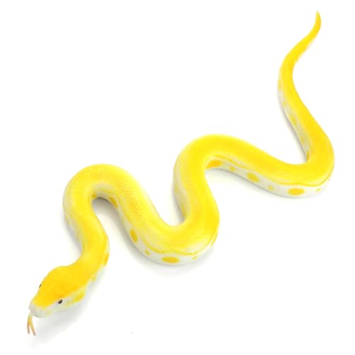 cobee Elastische Schlange aus Gummi realistische Tierfigur große Regenwaldschlangen Spielzeug Schlangenfigur um Vögel fernzuhaltengefälschte Schlangen Gartenrequisiten für Halloween Dekoration(Gold) von cobee