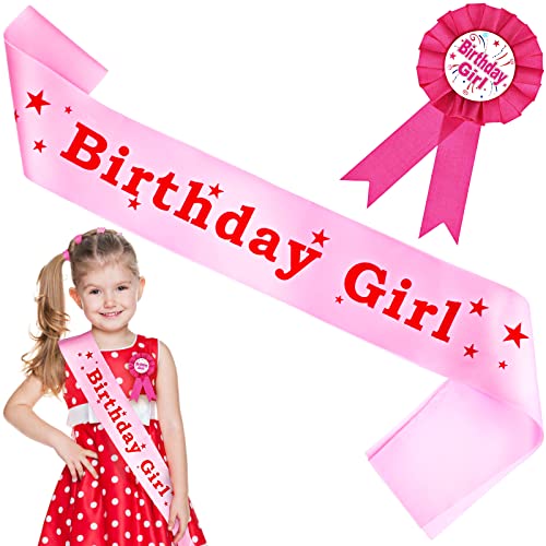 cobee Geburtstagsschärpe für Mädchen, rosafarbene Satin Geburtstagsschärpe mit Auszeichnungsband für Geburtstagsmädchen Alles Gute zum Geburtstag Schärpe Neuartige Geburtstagsschärpe von cobee