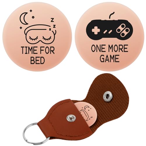 cobee Lustige Destiny Flip Münzen Gamer Entscheidungsmünze mit Leder Schlüsselanhänger One More Game or Go to Bed doppelseitige Edelstahl Entscheidungsträger Münze Neuheitsgeschenke(Gold) von Cobee