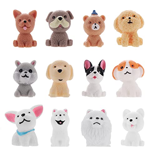 cobee Hundefiguren-Spielset, 12 Stück, realistische Mini-Welpen-Figuren, Miniatur-Hund, Tierspielzeug-Set, handbemalt, Hundespielset für Kuchenaufsatz, Geburtstagsgeschenk, Partygeschenk von cobee