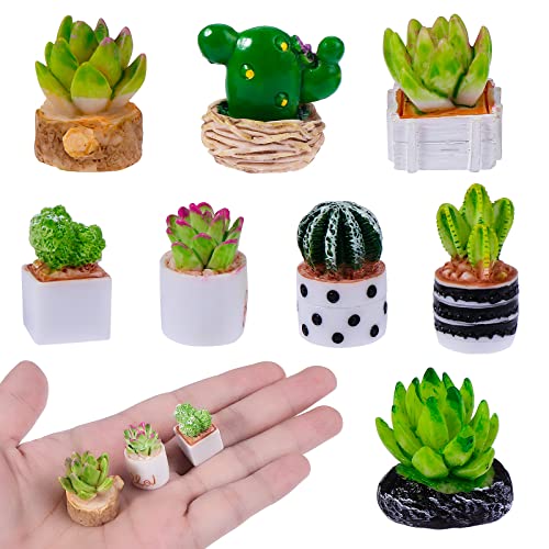 cobee Puppenhaus Miniaturpflanze, 8 Stück Miniatur Kunstpflanze, Puppenhaus, Mini Topfpflanze, winziges Bonsai Modell, gefälschte Sukkulente für 1:12 Puppenhaus Dekoration, Mini-Garten von Cobee