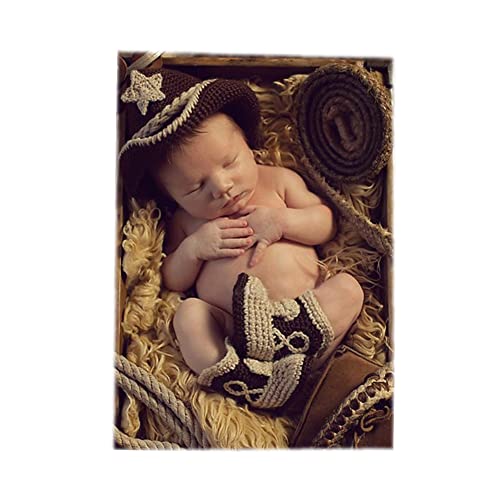 Foto-Requisiten für Neugeborene, Cowboyhut, Stiefel, Set für Jungen und Mädchen Foto-Requisiten für Neugeborene, Cowboyhut, Stiefel, Set für Jungen und Mädchen von Coberllus