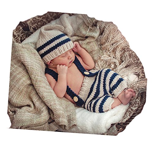 Neugeborene, monatliche Baby-Foto-Requisiten, Outfits, Häkelmütze, Hose für Jungen und Mädchen, Fotografie, Beige Neugeborene, monatliche Baby-Foto-Requisiten, Outfits, Häkelmütze, Hose für Jungen und Mädchen, Fotografie, Beige von Coberllus