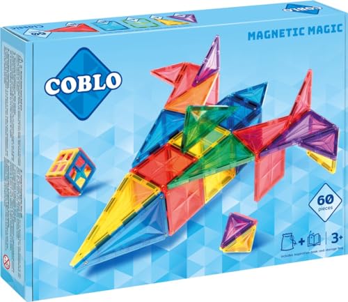 Coblo Classic 60 Stück - Magnetiche Bausteine - Magnetspielzeug - Baustein-Set - Geschenk 3 Jahre - Montessori-inspiriertes Baukastensystem - Magnetic Tiles - STEAM-Bildung - Spielzeug Ab 3 Jahren von Coblo
