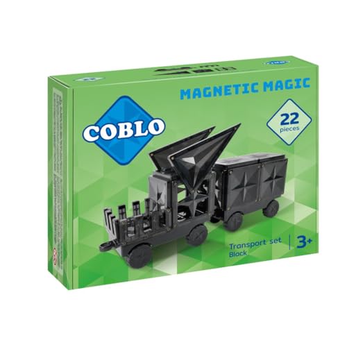 Coblo Schwarzes 22-teiliges Set – Magnetisches Montessori-Spielzeug – Magnetische Bausteine – Kreatives STEM-Bauspielzeug für Kinder von 3 bis 12 Jahren von Coblo