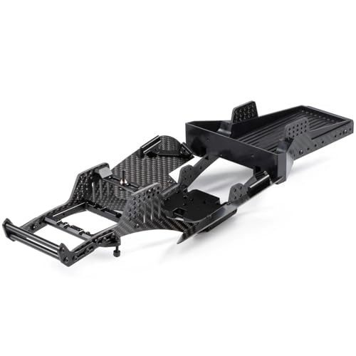 1/10 Carbon LCG Chassis Kit mit Geformten Bett-Slidern Delrin Skid Plate Dual Servo Halterung für SCX10 AR44 Capra F9 TRX4 Achse Gspeed V4 Chassis GS-FS Chassis G-Shot Chassis (Chassis Kit) von CobraCrawler
