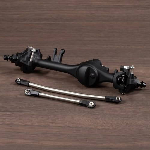 CobraCrawler Aluminium F10T Starrachse Klar Schwarz eloxiert für SCX10 II VS4-10 Phoenix CNC-gefräst Komplettmontage (Black Front Axle) von CobraCrawler