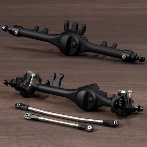 CobraCrawler Aluminium F10T Starrachse Klar Schwarz eloxiert für SCX10 II VS4-10 Phoenix CNC-gefräst Komplettmontage (Black Set) von CobraCrawler