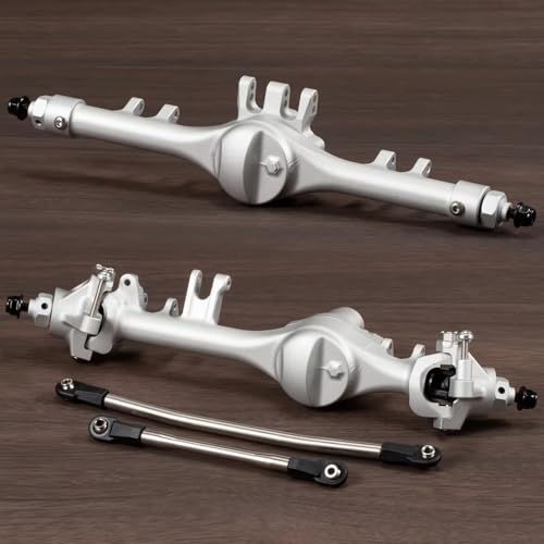 CobraCrawler Aluminium F10T Starrachse Klar Schwarz eloxiert für SCX10 II VS4-10 Phoenix CNC-gefräst Komplettmontage (Silver Set) von CobraCrawler