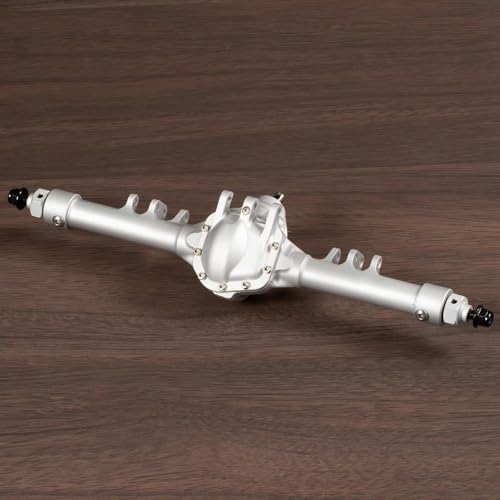 CobraCrawler CNC-gefrästes Aluminium-Starrachsenset mit SOA-Servohalter, schwarz-Silber eloxiert, für Axial SCX10 II VS4-10 1/10 RC Rock Crawler (Silver Rear Axle) von CobraCrawler