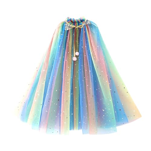 Halloween-Prinzessinnen-Umhang für Kinder, Mädchen, glitzernde Pailletten, Tüllumhang, Karneval, Geburtstag, Party, Cosplay, Kostüm, Kleid (B-Multi-Color, M) von CocMouse