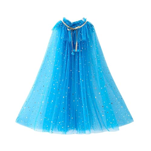 Kinder Mädchen Halloween Prinzessin Umhang Umhang Funkelnde Pailletten Tüll Umhang Karneval Geburtstag Party Cosplay Kostüm Kleid (B-Blau, L) von CocMouse