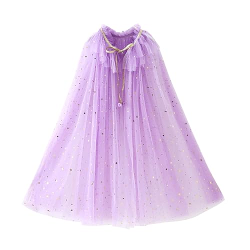 Kinder Mädchen Halloween Prinzessin Umhang Umhang Funkelnde Pailletten Tüll Umhang Karneval Geburtstag Party Cosplay Kostüm Kleid (B-Lila, M) von CocMouse