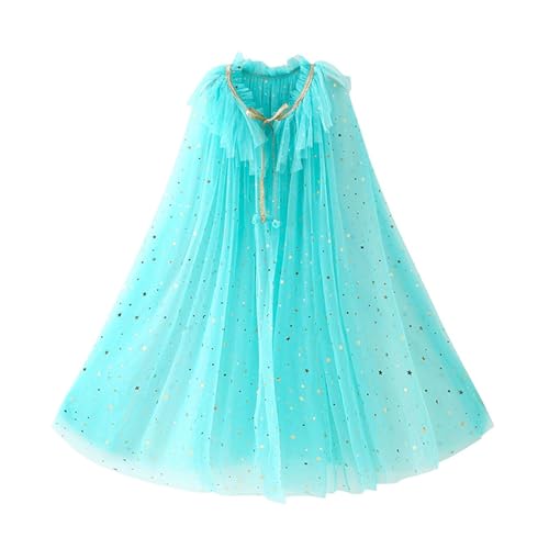 Kinder Mädchen Halloween Prinzessin Umhang Umhang Funkelnde Pailletten Tüll Umhang Karneval Geburtstag Party Cosplay Kostüm Kleid (B-Sky Blue, S) von CocMouse