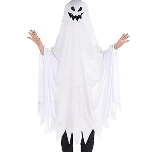 Kleinkind Baby Jungen Mädchen Halloween Kostüm Weiß Geist Lächeln Umhang Kapuzenumhang Poncho Fancy Party Cosplay Outfits (C-Weiß, 2-4 Jahre) von CocMouse