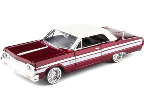 Cochesdemetal Chevrolet Impala Lowrider Granat / Weiß 1:24 Metall (Diecast) Auto Modellauto Jugendliche Kinder (ab 14 Jahren), Teenager, Erwachsene Unisex Klassiker von Cochesdemetal