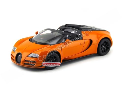 Kompatibel mit 2014 Bugatti Veyron 16.4 Grand Sport Vitesse Orange 1:18 Rastar 43900 von Cochesdemetal