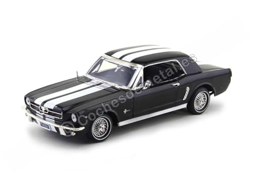 Passend für 1964 Ford Mustang 1-2 Coupe Schwarz-Weiß 1:18 Motor MAX 73164 von Cochesdemetal