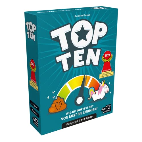 Cocktail Games , Top Ten , Partyspiel , Nominiert zum Spiel des Jahres 2022 , 4-9 Spieler , Ab 12+ Jahren , 30 Minuten , Deutsch von Asmodee