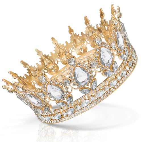 Coco Berming Vintage Krone, Glitzernde Braut Diadem, Kristall Barock Tiara für Hochzeiten, Geburtstagsfeiern, Reiseerinnerungen, Feiertage, Messen von Coco Berming