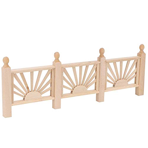 Cocoarm 1:12 Puppenhaus-Geländer Miniatur-Holzbalkonbrüstung für Puppenhaus-Zubehör Dekoration Garten Terrasse DIY Farbbar 23,1 cm von Cocoarm