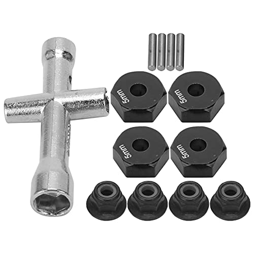 Cocoarm 12-mm-Radsechskantadapter, RC Wheel Hex Adapter, 1/10 RC Car Truck Wheel Hex Adapter mit Rutschfester Mutter und Kreuzschlüssel RC Modell Spielzeugteil (Black) von Cocoarm