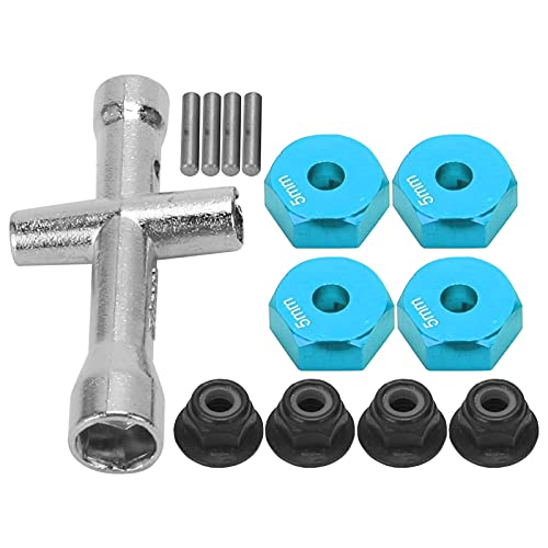Cocoarm 12-mm-Radsechskantadapter, RC Wheel Hex Adapter, 1/10 RC Car Truck Wheel Hex Adapter mit Rutschfester Mutter und Kreuzschlüssel RC Modell Spielzeugteil (Blue) von Cocoarm