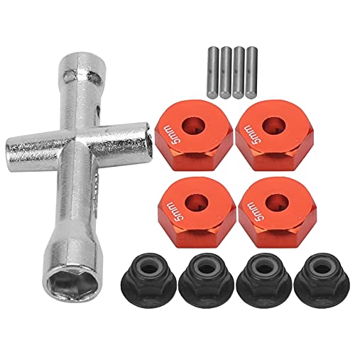 Cocoarm 12-mm-Radsechskantadapter, RC Wheel Hex Adapter, 1/10 RC Car Truck Wheel Hex Adapter mit Rutschfester Mutter und Kreuzschlüssel RC Modell Spielzeugteil (Rot) von Cocoarm