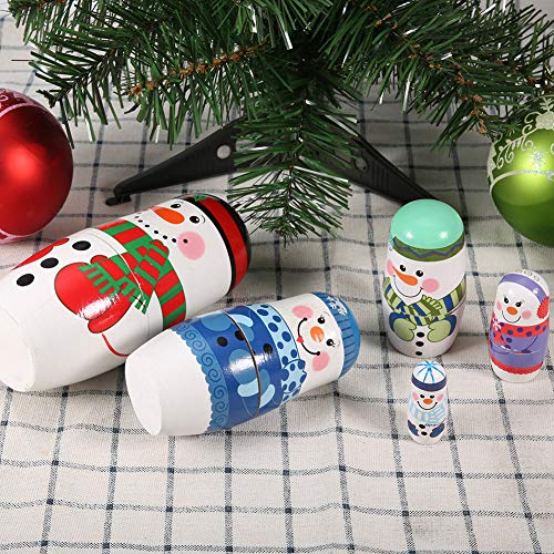 Cocoarm 5st. Hand -Gefrorene Matryoshka -Docks Holznistpuppen, Russische Hecken mit Unterschiedlichen Nistgrößen, Traditionell Weihnachten, Süße Weihnachtsdekoration Großer von Cocoarm