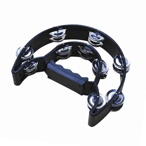 Cocoarm Doppelreihe Tambourin, Handheld -Tamburin mit Ergonomischem Griff, Ideal für KTV -Party, Klassenzimmer, Konzert, Karneval (Black) von Cocoarm