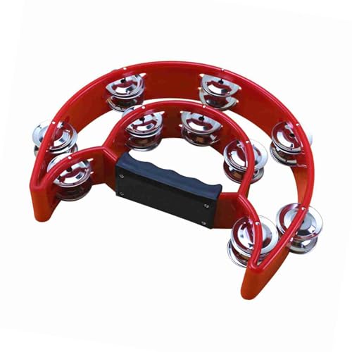 Cocoarm Doppelreihe Tambourin, Handheld -Tamburin mit Ergonomischem Griff, Ideal für KTV -Party, Klassenzimmer, Konzert, Karneval (Rot) von Cocoarm
