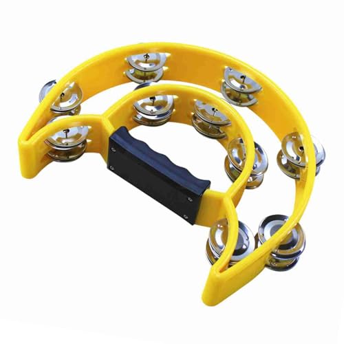 Cocoarm Doppelreihe Tambourin, Handheld -Tamburin mit Ergonomischem Griff, Ideal für KTV -Party, Klassenzimmer, Konzert, Karneval (Yellow) von Cocoarm