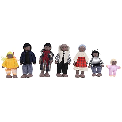 Cocoarm Hochwertige Familienpuppen Miniaturen Spielzeug für Einfallsreiches Spiel, Dock Accessoires für (7 Schwarze Puppen) von Cocoarm
