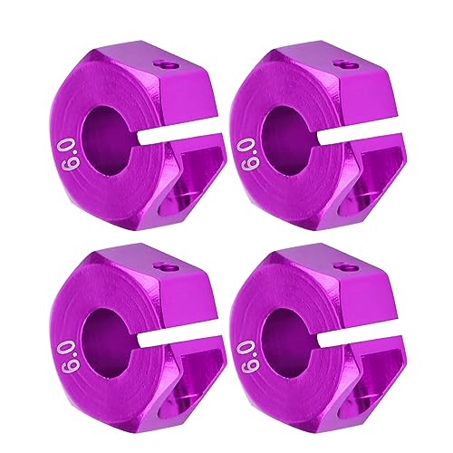 Cocoarm Langlebige 12 -Mm -Hex Navadapter für HSP 1/10 RC Auto, Bleiben Nicht Hängen, Einfache Installation, Geeignet für Auto, Hochwertige Aluminiumlegierung (lila, 6 Mm, 4) für Kurze LKW von Cocoarm