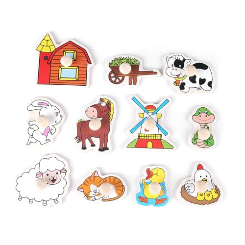 Cocoarm Lehrreiches Kognitives Puzzle, Holzspielzeug für mit Zahlen Tierfruchtmuster Lernspiel Eltern-Kind-Interaktion Smooth Grip (A3006 (Tier)) von Cocoarm