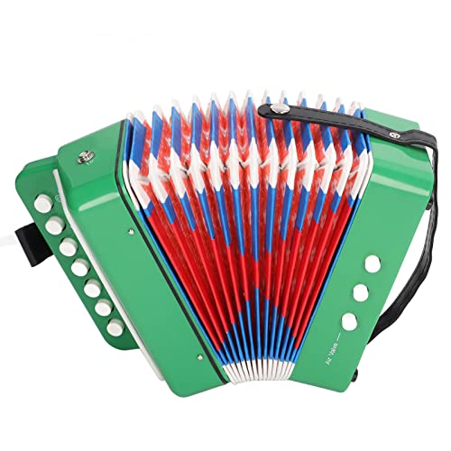 Cocoarm Musikinstrument des Akkordeons für Abs Plastik 7 Tonic Key Accordion Toy für die Entwicklung von Kindern, Lustiger Geburtstag für Gemeinsame Aufführung (Green) von Cocoarm