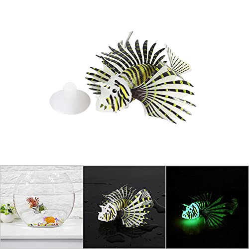 Cocoarm Weiches Silikon Glühen Löwenfisch -Ornament für Aquariumdekor und Lebendige Fischtankumgebung (Black) von Cocoarm