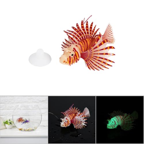 Cocoarm Weiches Silikon Glühen Löwenfisch -Ornament für Aquariumdekor und Lebendige Fischtankumgebung (Rot) von Cocoarm