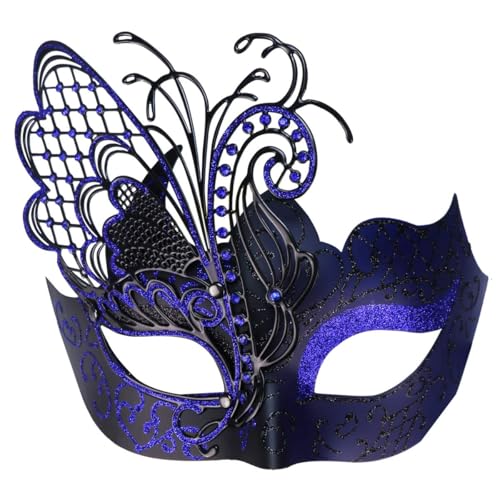 Coddsmz Geheimnisvolle venezianische Schmetterlings-Maske für Damen, Halloween-Party, Schwarz und Blau von Coddsmz