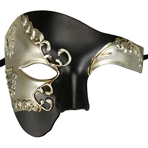 Coddsmz Maskerade Maske Phantom der Oper Mechanische venezianische Party Maske (Schwarz & Silber) von Coddsmz