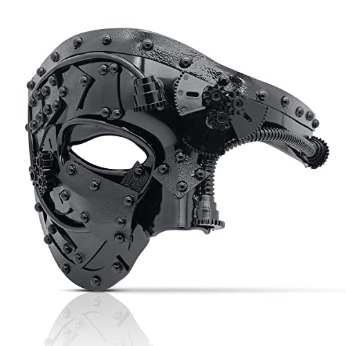 Coddsmz Maskerade Maske Steampunk Phantom der Oper Mechanische venezianische Party Maske (A-Schwarz) von Coddsmz