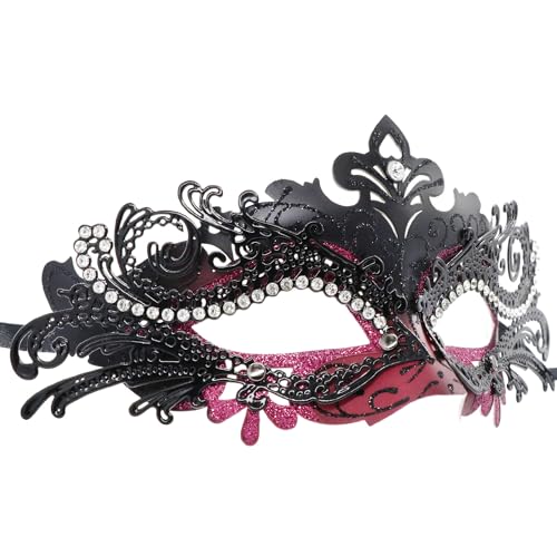 Coddsmz Maskerade Metallmaske - Venezianische Halloween Kostüm für Karneval, Cosplay Party, Ball, Hochzeit - 0FEZLEWPI234320DI56B9, Schwarz + Rot-1 von Coddsmz