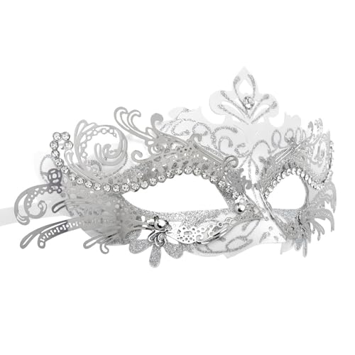 Coddsmz Maskerade Metallmaske - Venezianische Halloween Kostüm Maske für Karneval, Cosplay Party, Kostüm Ball, Hochzeit - I5R32A34S20U5XYS7658CDLL, Weiß von Coddsmz
